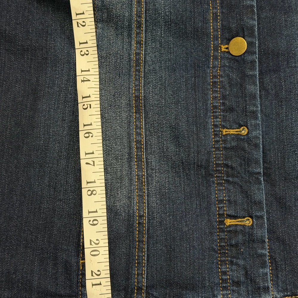 J Jill Blue Denim Trucker Jacket Women’s Small Petite Button Up Pockets Stretch - Picture 6 of 9